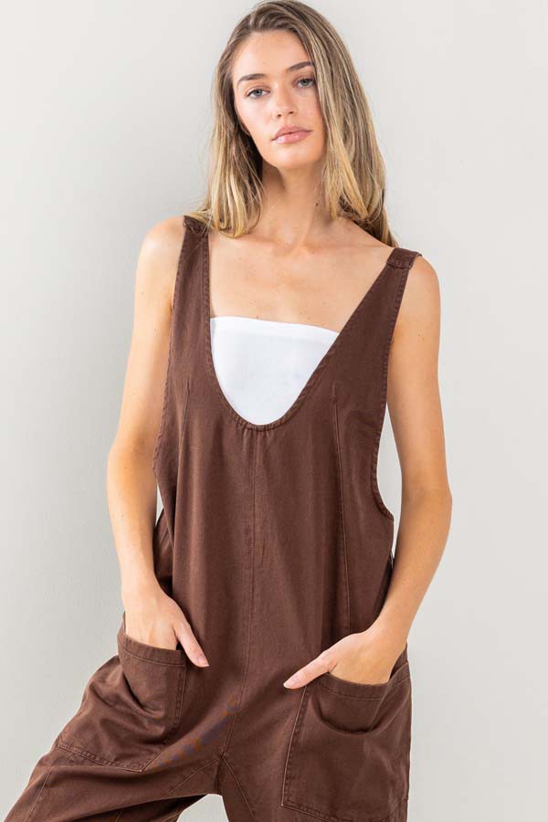 Brown Adjustable Jumpsuit