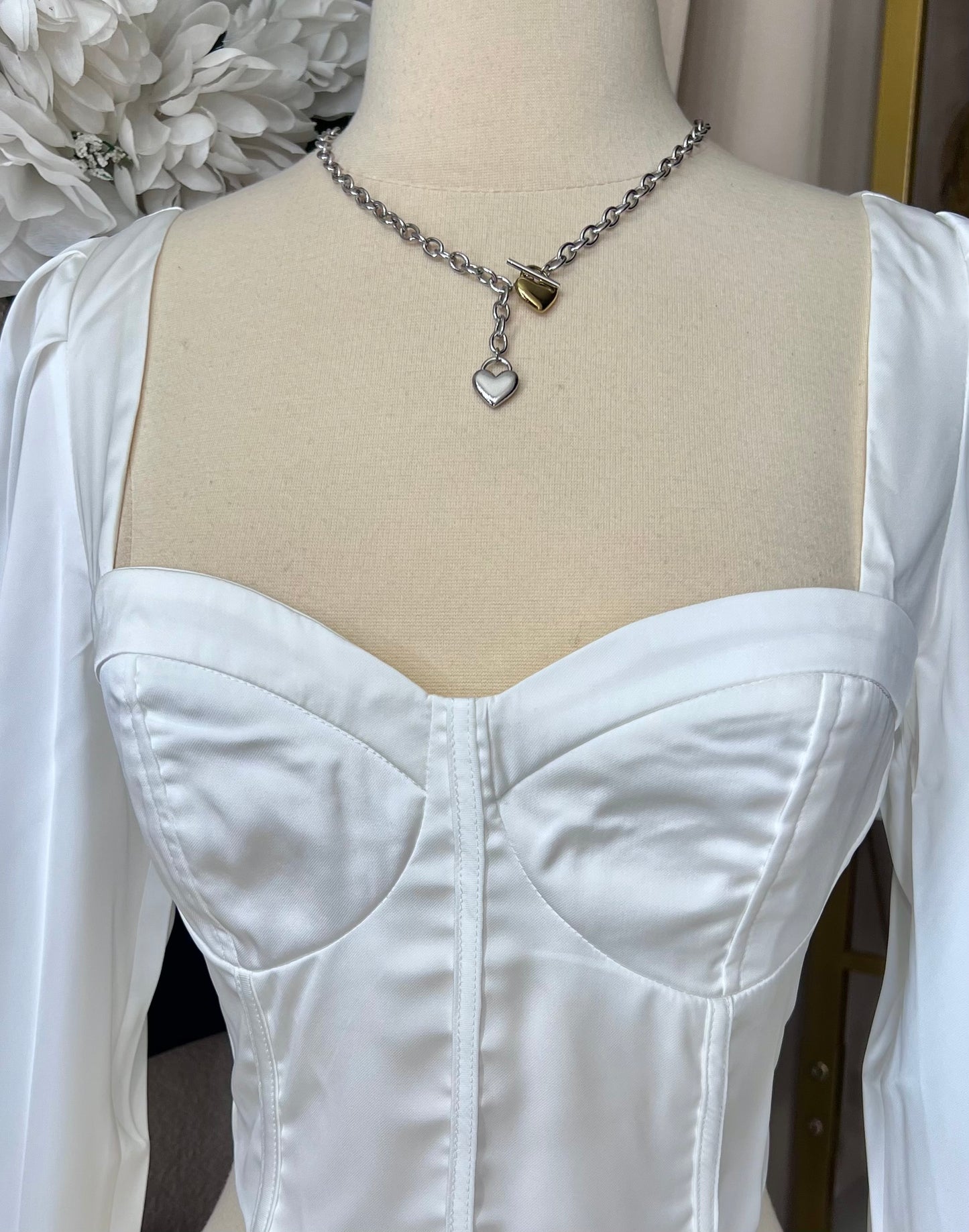 Two Tone Heart Charm Necklace