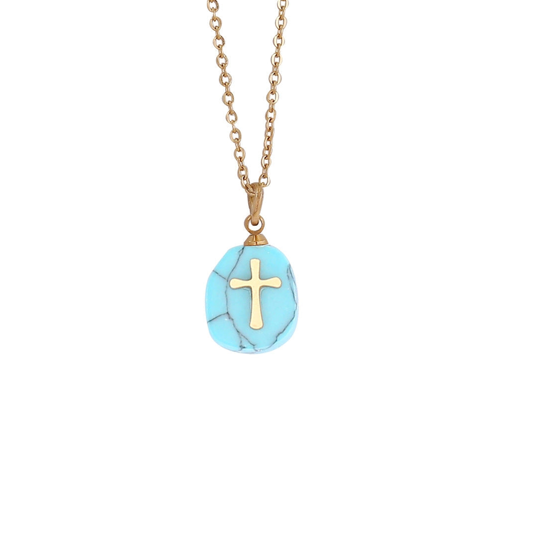 2 Stone Cross Pendant Necklace
