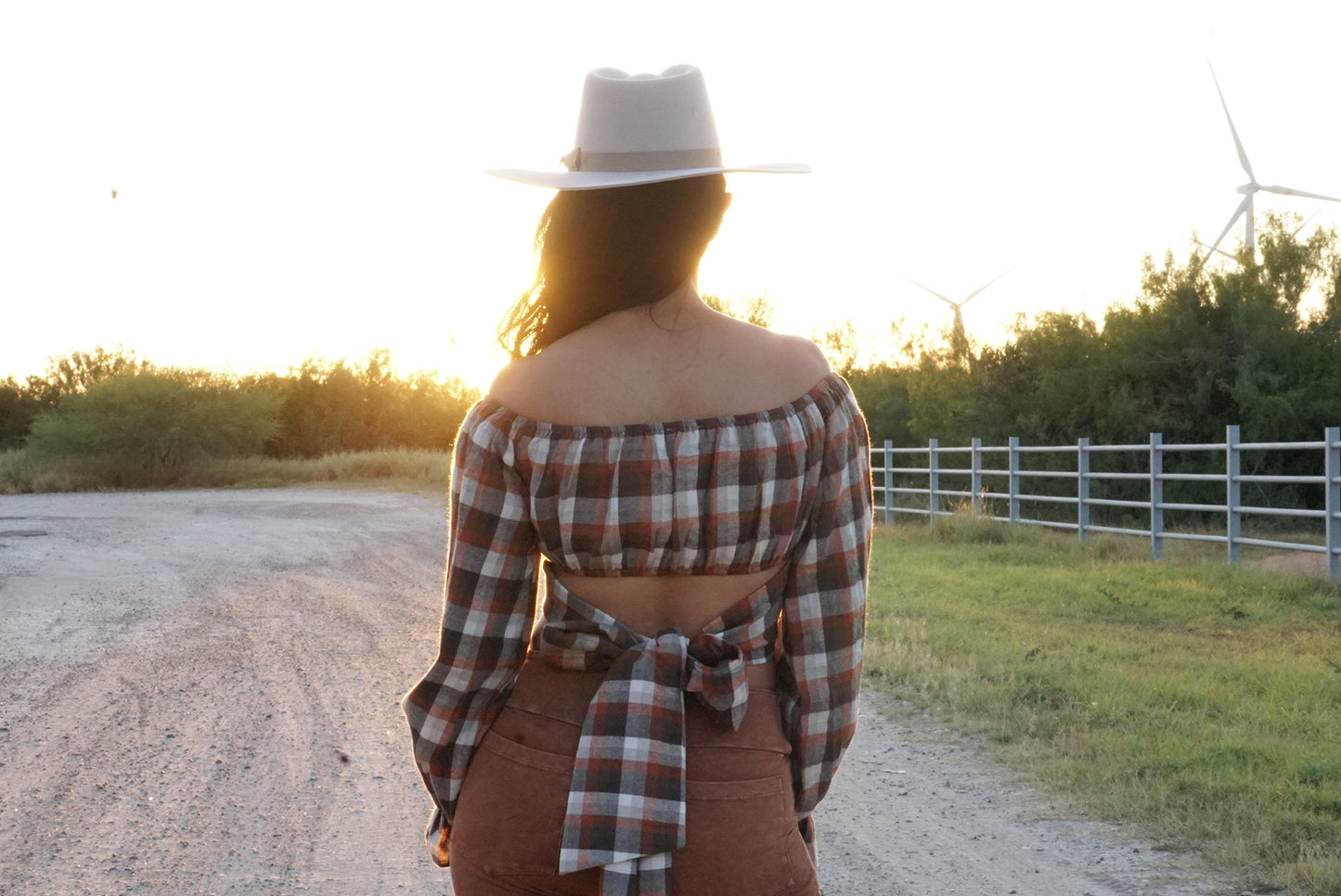 Plaid Twist Tie Crop Top