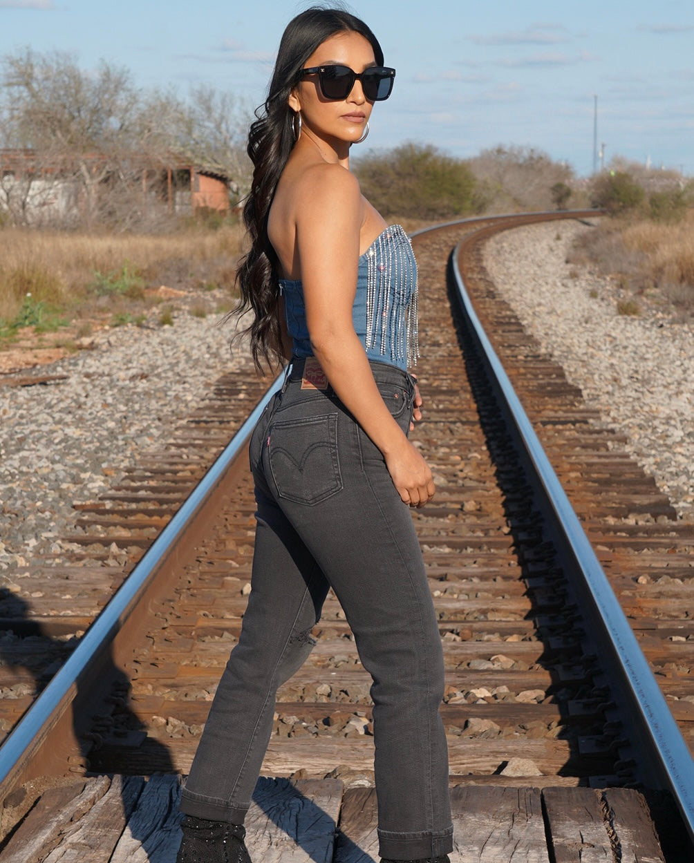 Gabriela Denim Bodysuit