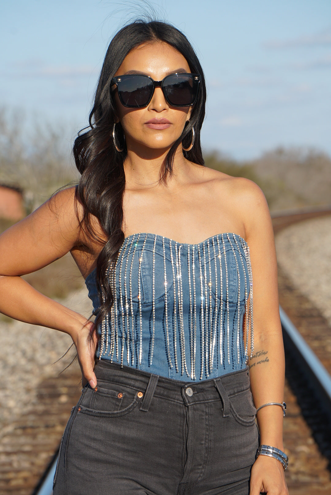 Gabriela Denim Bodysuit