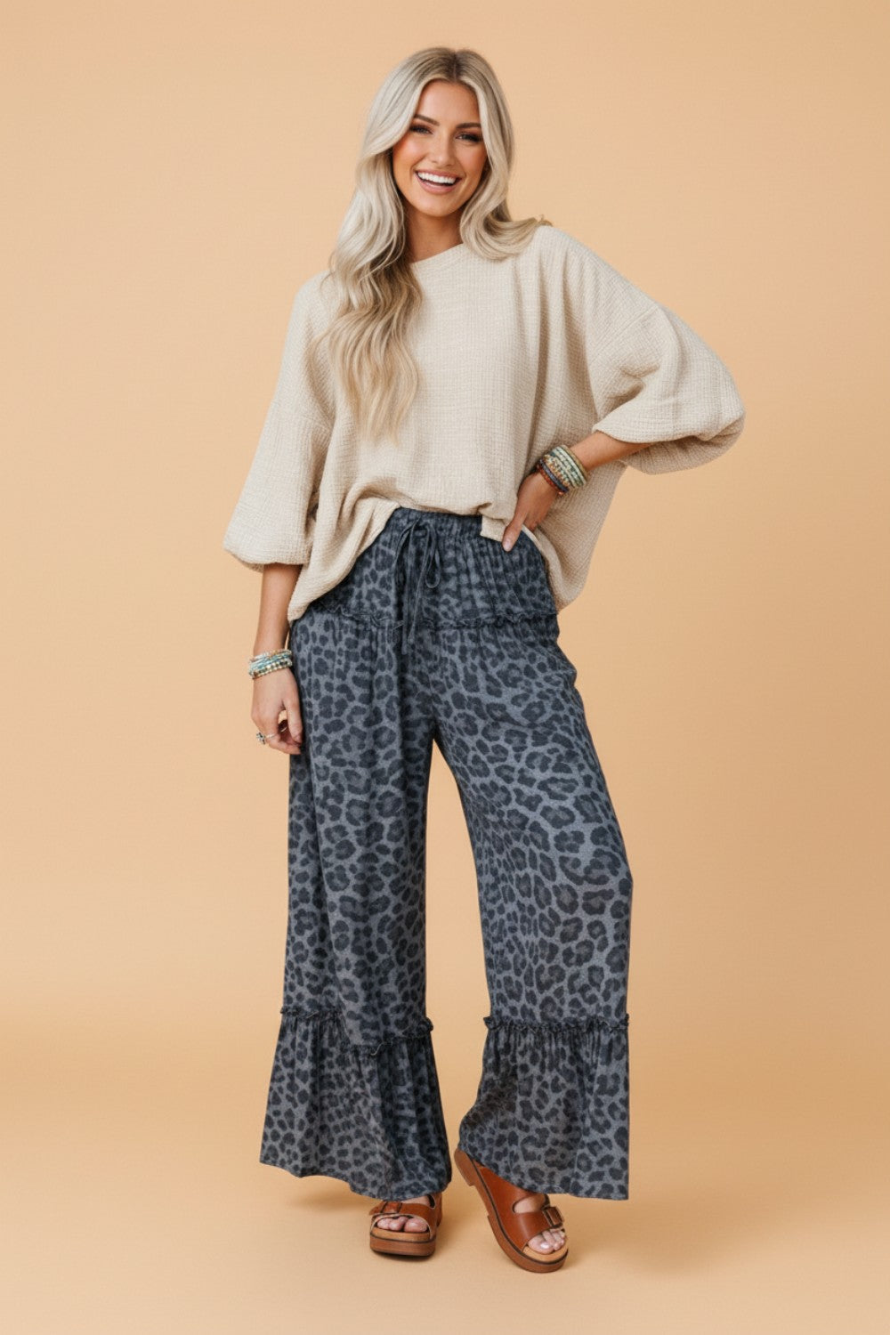 Leopard Drawstring Pants