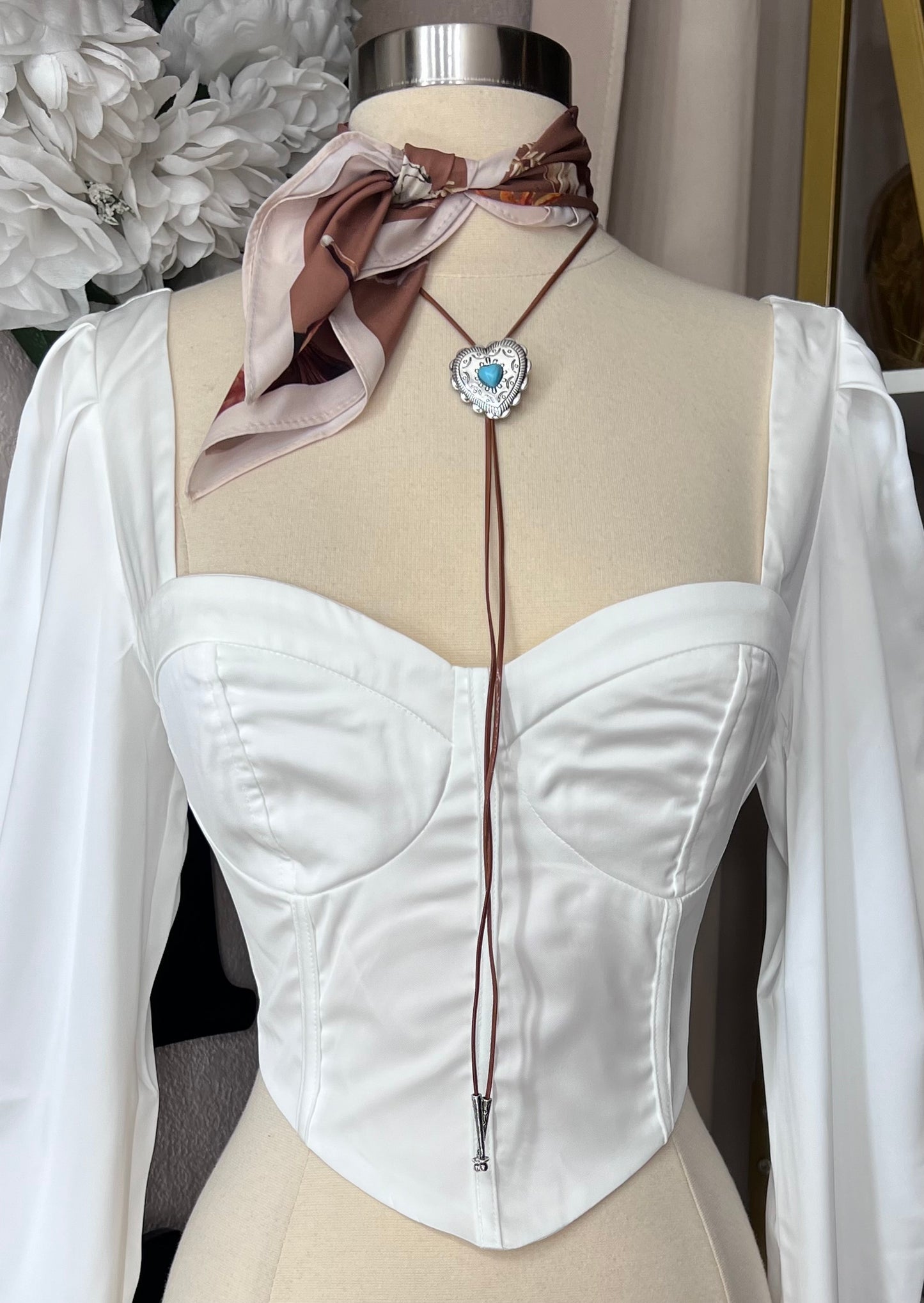 Turquoise Heart Rope Lariat Necklace