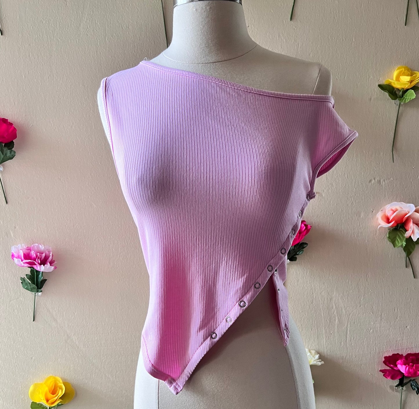 Pink Snap Button Top